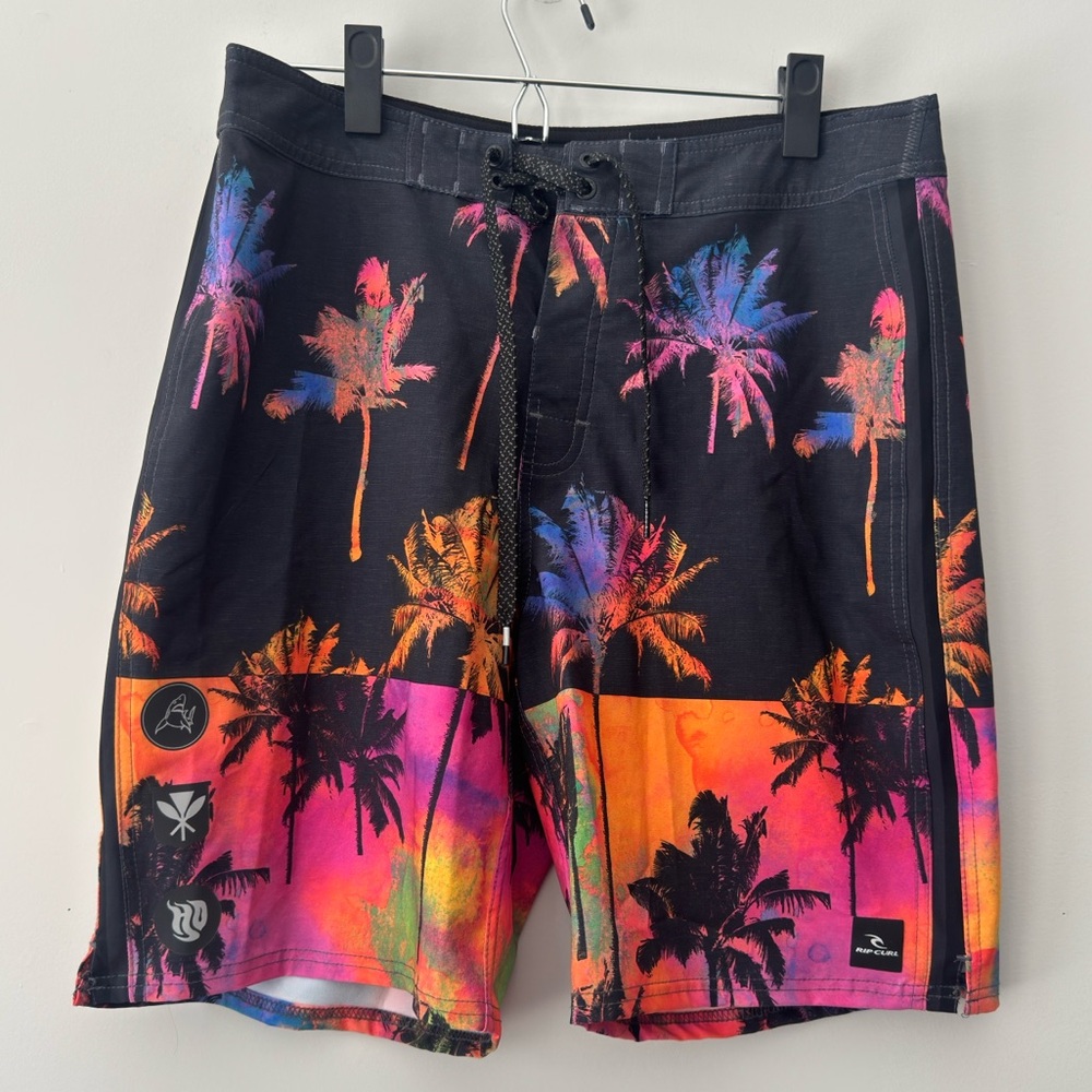 Rip Curl Black Multicolor Palm Tree Board Shorts